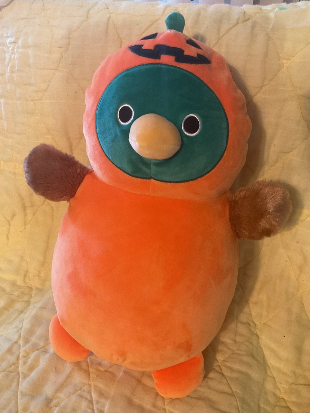 Squishmallow Hug Mees Avery the Mallard Duck n Pumpkin Suit Plush Toy 16”